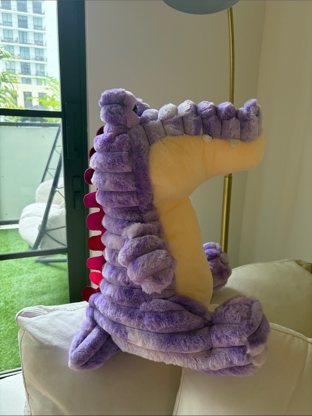 Purple Plush Dinosaur Accent Pillow - Brand